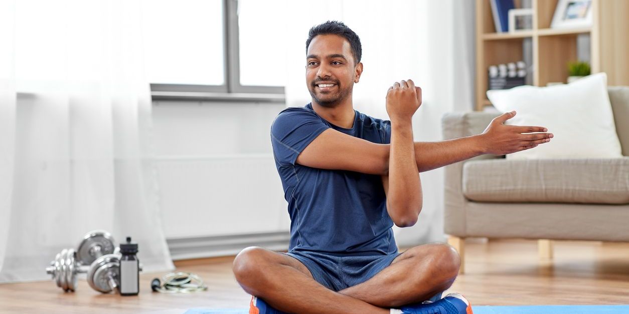 man exercising at home